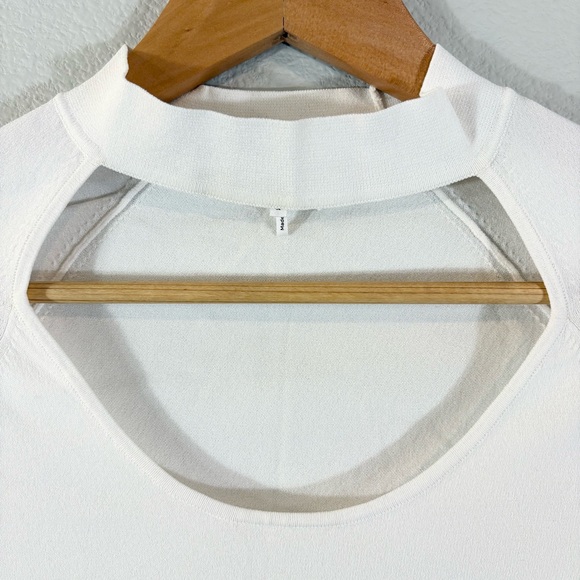 Frame Cutout Sweater Off White Size L High Neck Long Sleeve Minimalist Casual - Picture 6 of 10